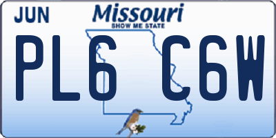 MO license plate PL6C6W