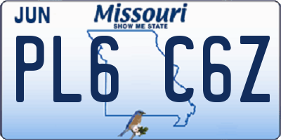 MO license plate PL6C6Z