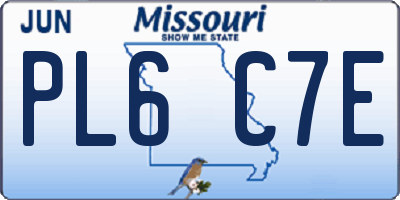 MO license plate PL6C7E