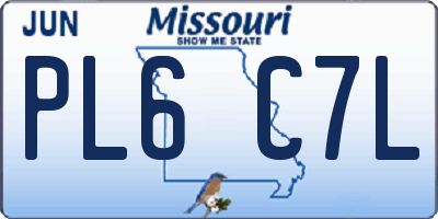 MO license plate PL6C7L