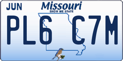 MO license plate PL6C7M