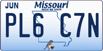 MO license plate PL6C7N