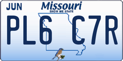 MO license plate PL6C7R