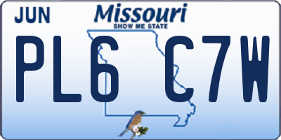 MO license plate PL6C7W
