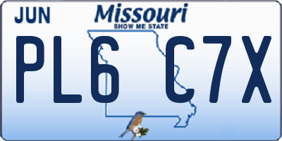 MO license plate PL6C7X