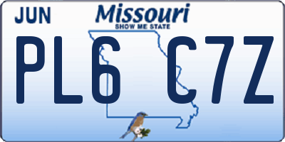 MO license plate PL6C7Z