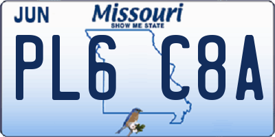 MO license plate PL6C8A