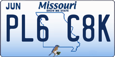 MO license plate PL6C8K