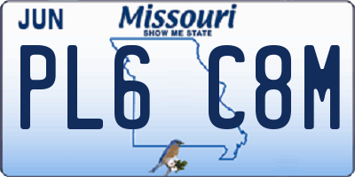 MO license plate PL6C8M