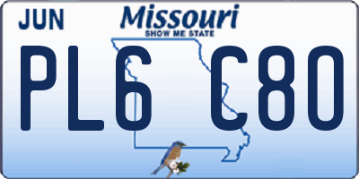 MO license plate PL6C8O