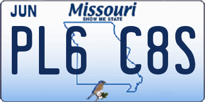 MO license plate PL6C8S