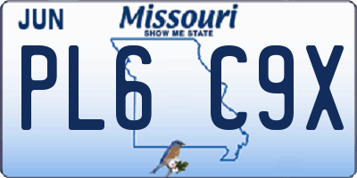 MO license plate PL6C9X