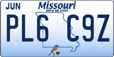 MO license plate PL6C9Z