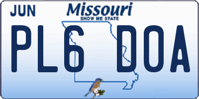 MO license plate PL6D0A