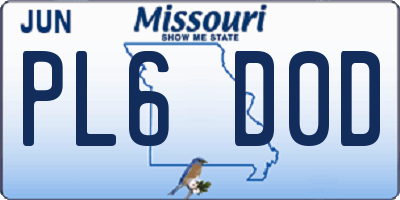 MO license plate PL6D0D