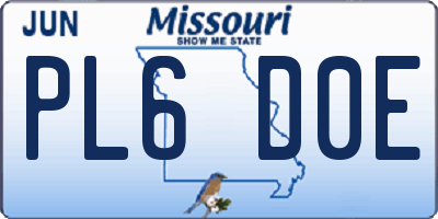 MO license plate PL6D0E