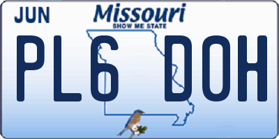 MO license plate PL6D0H