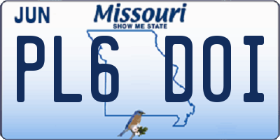 MO license plate PL6D0I