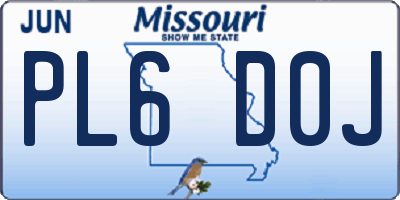 MO license plate PL6D0J