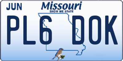 MO license plate PL6D0K