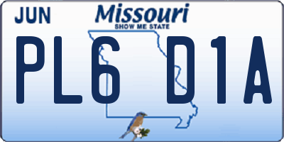 MO license plate PL6D1A
