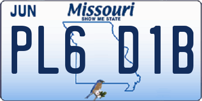 MO license plate PL6D1B