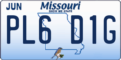 MO license plate PL6D1G