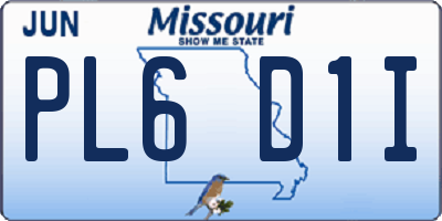 MO license plate PL6D1I