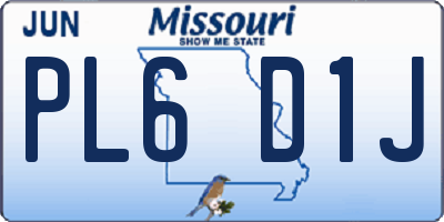 MO license plate PL6D1J