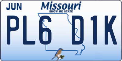 MO license plate PL6D1K