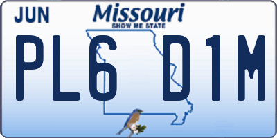MO license plate PL6D1M