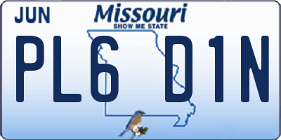 MO license plate PL6D1N