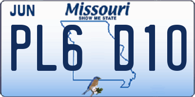 MO license plate PL6D1O