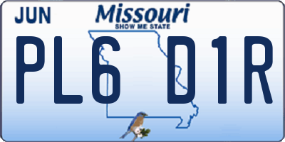 MO license plate PL6D1R