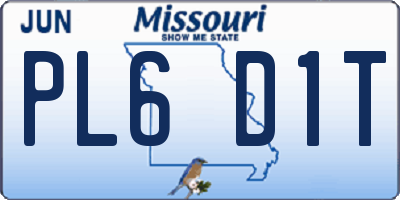 MO license plate PL6D1T