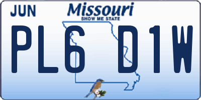 MO license plate PL6D1W