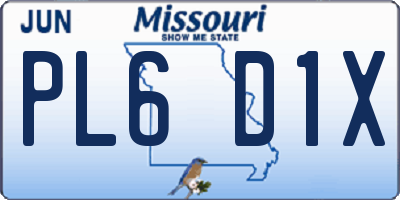 MO license plate PL6D1X