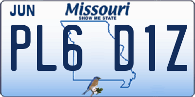 MO license plate PL6D1Z