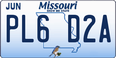 MO license plate PL6D2A