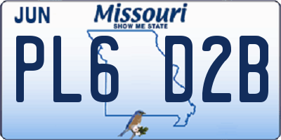 MO license plate PL6D2B
