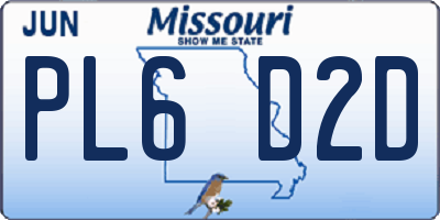 MO license plate PL6D2D