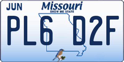 MO license plate PL6D2F