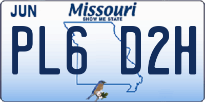 MO license plate PL6D2H