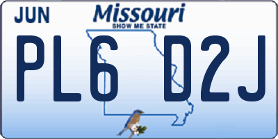 MO license plate PL6D2J