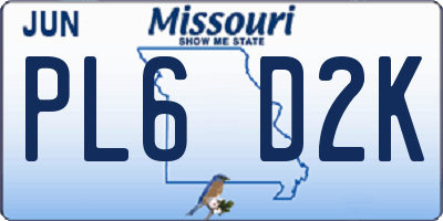 MO license plate PL6D2K