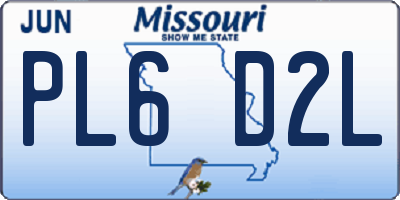 MO license plate PL6D2L