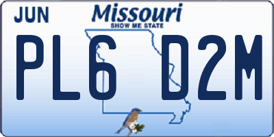 MO license plate PL6D2M
