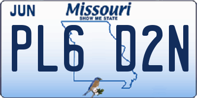 MO license plate PL6D2N