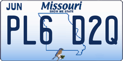 MO license plate PL6D2Q