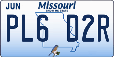 MO license plate PL6D2R
